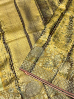 Load image into Gallery viewer, Classic Pastel Blue Shimmer Gold 2gm Zari Tissue Bridal Elegance Kanchipuram Handloom Silk Saree SS28404
