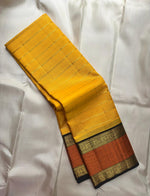 Load image into Gallery viewer, Classic Sunny Yellow &amp; Charcoal Black Elegance Kanchipuram Handloom Silk Saree SS28419
