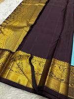 Load image into Gallery viewer, Classic Sky Blue &amp; Charcoal Black Elegance Kanchipuram Handloom Silk Saree SS28420
