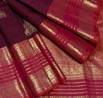 Load image into Gallery viewer, Classic Maroon &amp; Fiery Rose 2gm Zari Elegance Kanchipuram Handloom Silk Saree SS28423
