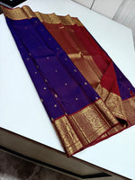 Load image into Gallery viewer, Classic Deep Violet &amp; Brick Red 2gm Zari Bridal Elegance Kanchipuram Handloom Silk Saree SS28522

