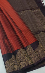 Load image into Gallery viewer, Classic Cinnamon Brown &amp; Coffee Brown Double Warp Elegance Handloom Soft Silk Saree SS28504
