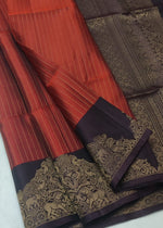 Load image into Gallery viewer, Classic Cinnamon Brown &amp; Coffee Brown Double Warp Elegance Handloom Soft Silk Saree SS28504
