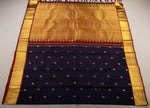 Load image into Gallery viewer, Classic Dark Navy Blue &amp; Dark Red Tiny Floral Motifs Bridal Elegance Kanchipuram Handloom Silk Saree SS28524
