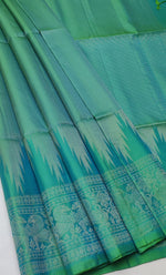 Load image into Gallery viewer, Classic Sea Green Double Warp Elegance Handloom Soft Silk Saree SS28605
