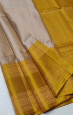 Load image into Gallery viewer, Classic Champagne &amp; Gold Double Warp Elegance Handloom Soft Silk Saree SS28607
