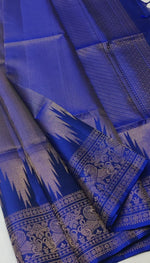 Load image into Gallery viewer, Classic Royal Blue Double Warp Elegance Handloom Soft Silk Saree SS28608
