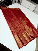 Load image into Gallery viewer, Classic Carmine Red 2gm Zari Bridal Elegance Kanchipuram Handloom Silk Saree SS28137
