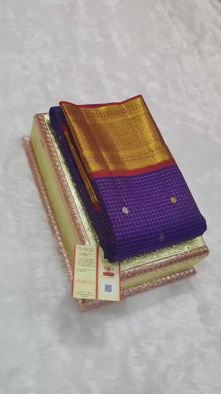Classic Violet & Brick Red Kanchipuram Handloom Silk Saree SS26252
