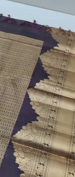 Load and play video in Gallery viewer, Classic Aubergine Elegance Handloom Soft Silk Saree SS26492
