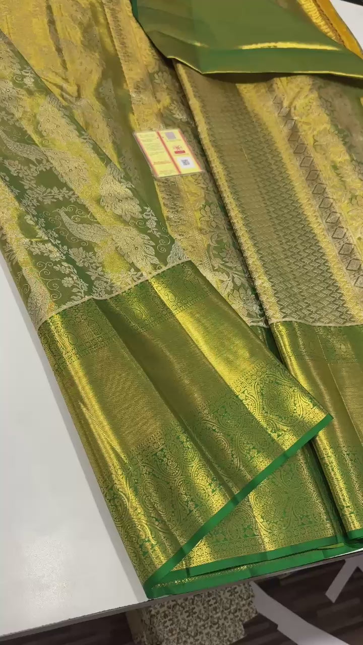 Classic Spring Green Bridal Elegance Kanchipuram Handloom Silk Saree SS24673