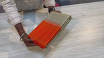 Load and play video in Gallery viewer, Classic Pale Grey &amp; Orange Kanchipuram Handloom Silk Saree SS26255
