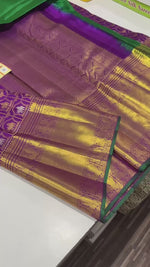 Load and play video in Gallery viewer, Classic Vadamalli &amp; Deep Green Elegance Kanchipuram Handloom Silk Saree SS24833
