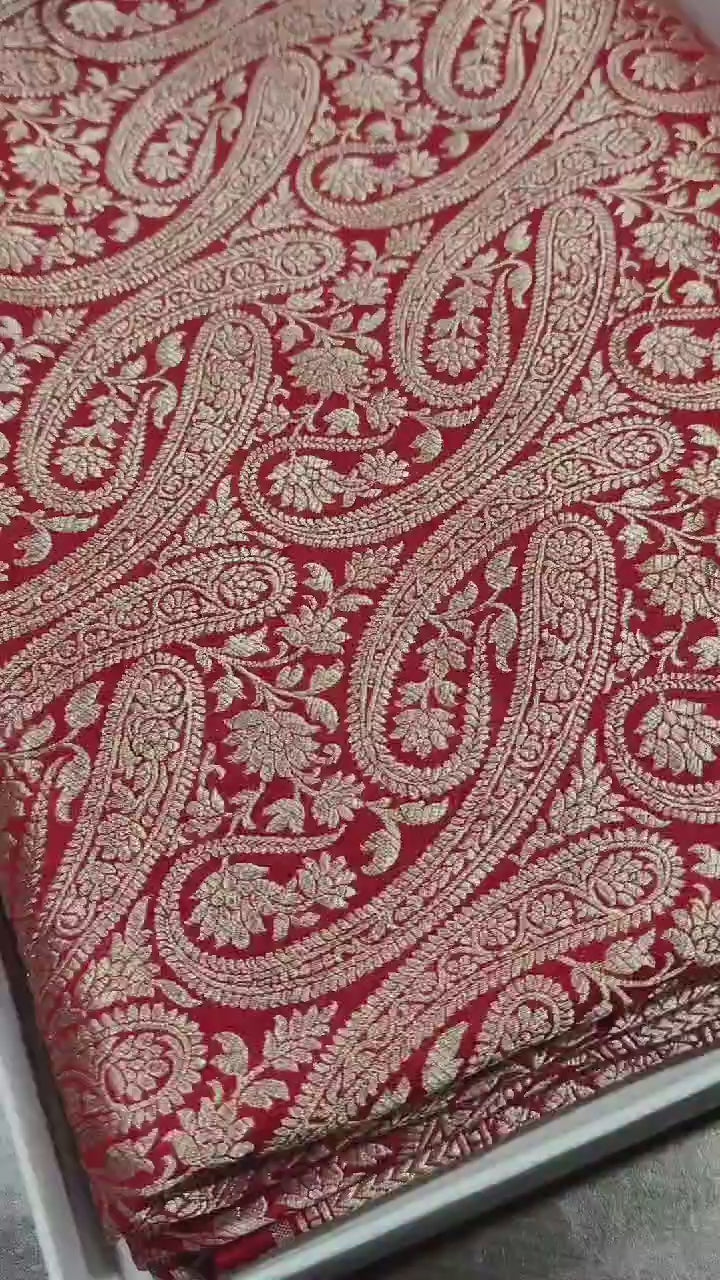 Chestnut Red Bridal Elegance Banarasi Handloom Katan Silk Saree SS20505