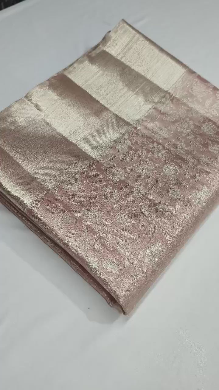 Classic Pastel Nude Bridal Elegance Kanchipuram Handloom Silk Saree SS24592