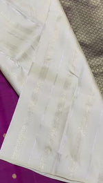 Load and play video in Gallery viewer, Classic Cream &amp; Coffee Brown 2gm Zari Kanchipuram Handloom Silk Saree SS25851
