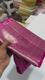 Load and play video in Gallery viewer, Classic Ruby Pink Brocade Tissue Bridal Elegance Kanchipuram Handloom Silk Saree SS25266
