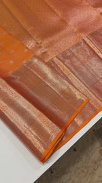 Load and play video in Gallery viewer, Classic Princeton Orange Bridal Elegance Kanchipuram Handloom Silk Saree SS28146
