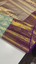 Load and play video in Gallery viewer, Pastel Blue &amp; Dark Violet Bridal Elegance Kanchipuram Tissue Handloom Silk Saree SS25719
