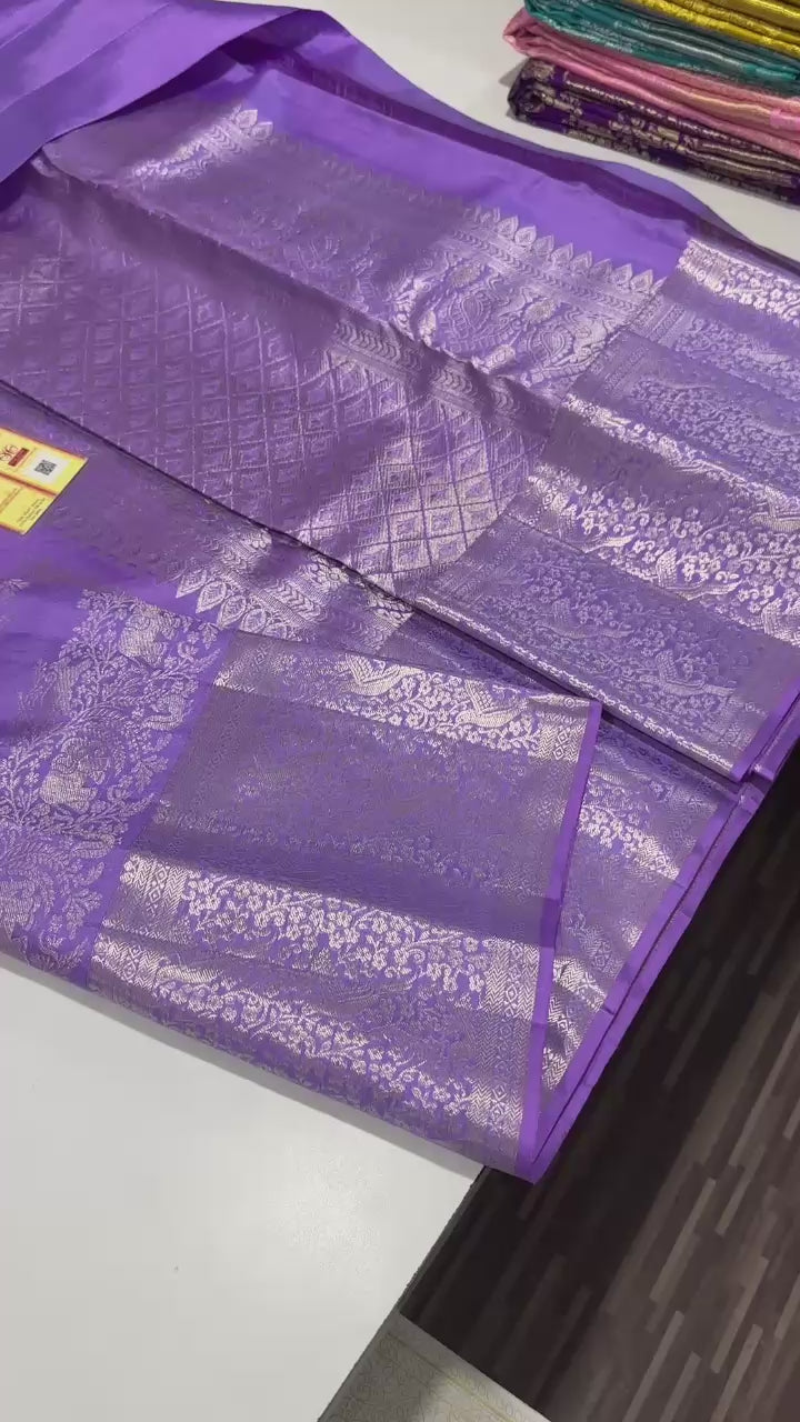 Classic Lavender Brocade Bridal Elegance Kanchipuram Handloom Silk Saree SS23711