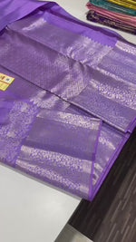 Load and play video in Gallery viewer, Classic Lavender Brocade Bridal Elegance Kanchipuram Handloom Silk Saree SS23711
