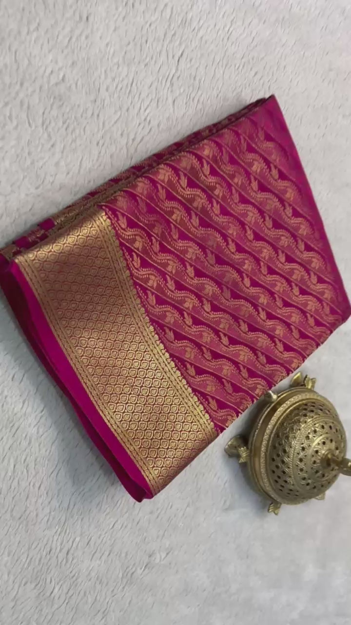 Classic Ruby Pink Elegance Mysore Silk Saree SS24623