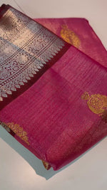 Load and play video in Gallery viewer, Deep Pink &amp; Plum Elegance Kanchipuram Tissue Handloom Silk Saree SS25377
