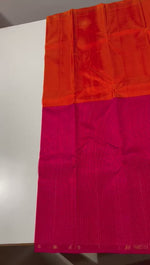 Load and play video in Gallery viewer, Classic Orange &amp; Ruby Pink Red 3gm Zari Elegance Kanchipuram Handloom Silk Saree SS27132
