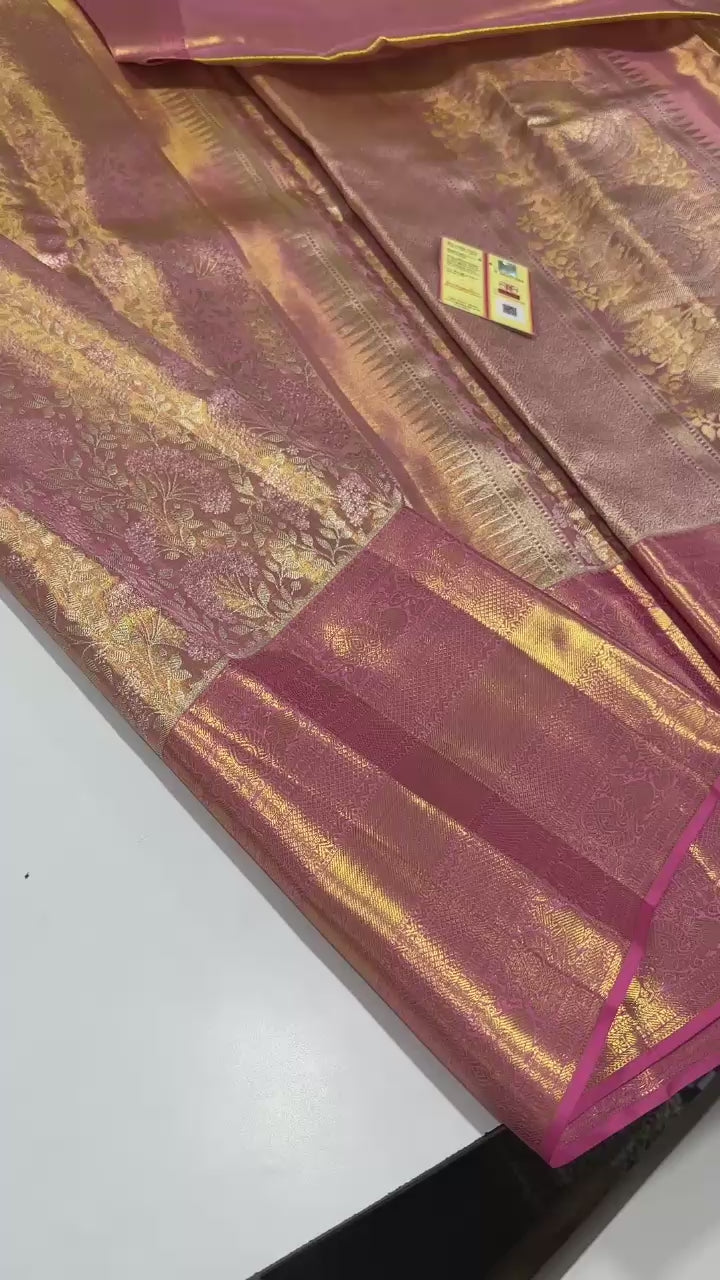 Classic Rose Bridal Elegance Kanchipuram Handloom Silk Saree SS24670