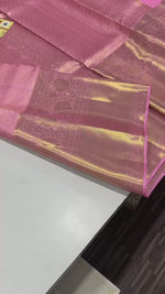 Load and play video in Gallery viewer, Classic Pink Brocade Bridal Elegance Kanchipuram Tissue Handloom Silk Saree SS23724
