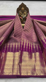 Load and play video in Gallery viewer, Classic Wine Red 2gm Zari Bridal Elegance Kanchipuram Handloom Silk Saree SS27178

