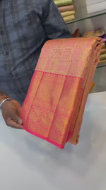 Load and play video in Gallery viewer, Classic Brick Rose Bridal Elegance Kanchipuram Tissue Handloom Silk Saree SS26007
