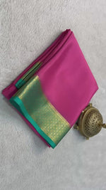 Load and play video in Gallery viewer, Classic Deep Pink &amp; Teal Green Elegance Mysore Silk Saree SS24644
