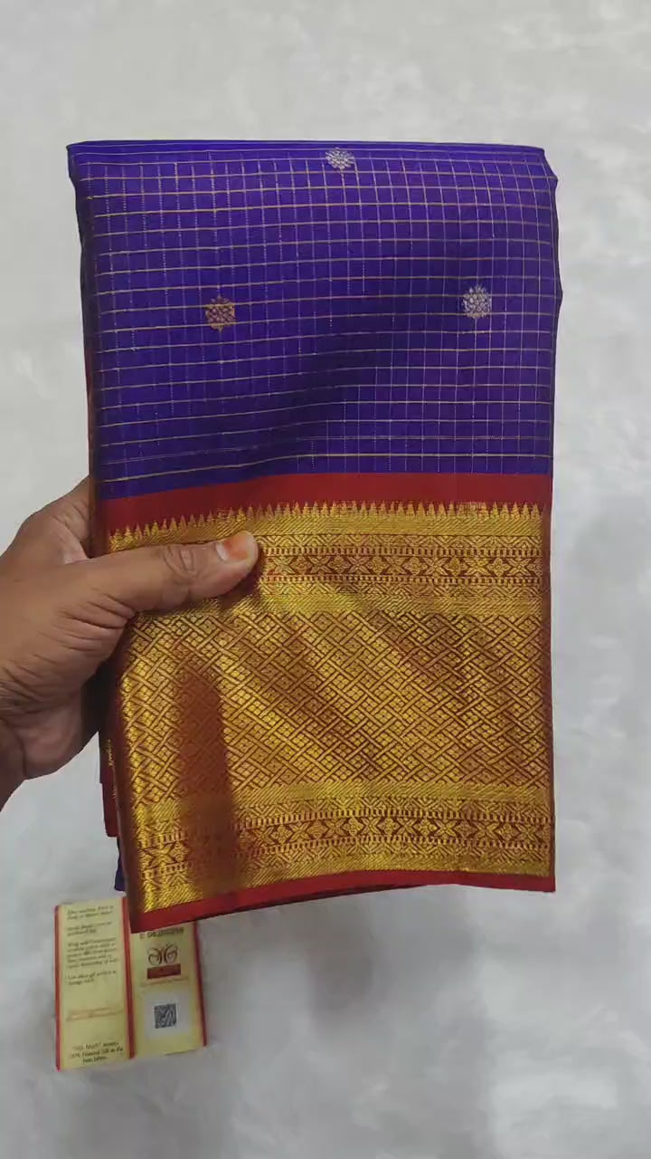 Classic Violet & Brick Red Kanchipuram Handloom Silk Saree SS26252
