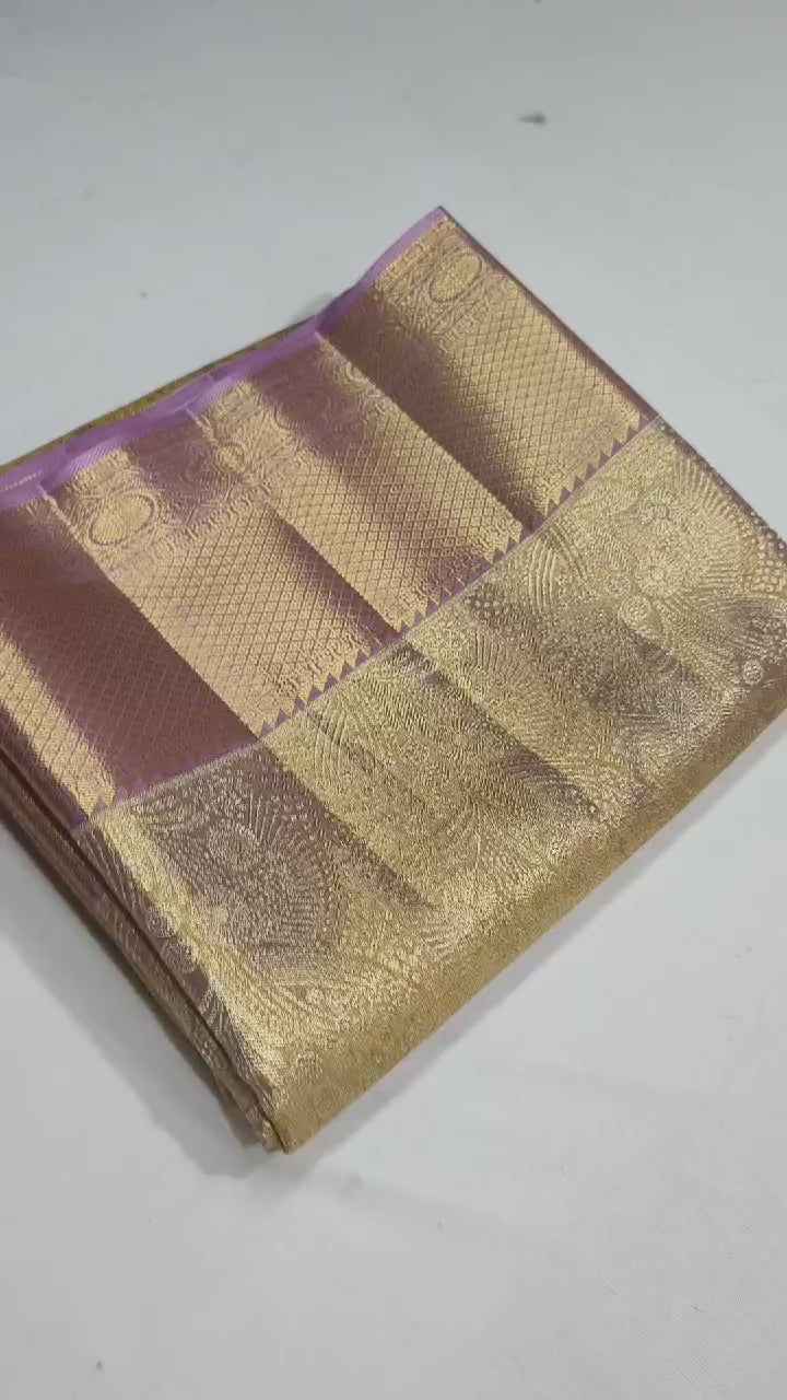 Classic Antique Lavender 1point5gm Zari Bridal Elegance Kanchipuram Handloom Silk Saree SS23786