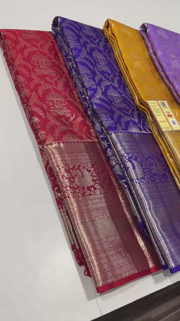 Classic Lavender Bridal Elegance Kanchipuram Handloom Silk Saree SS24668