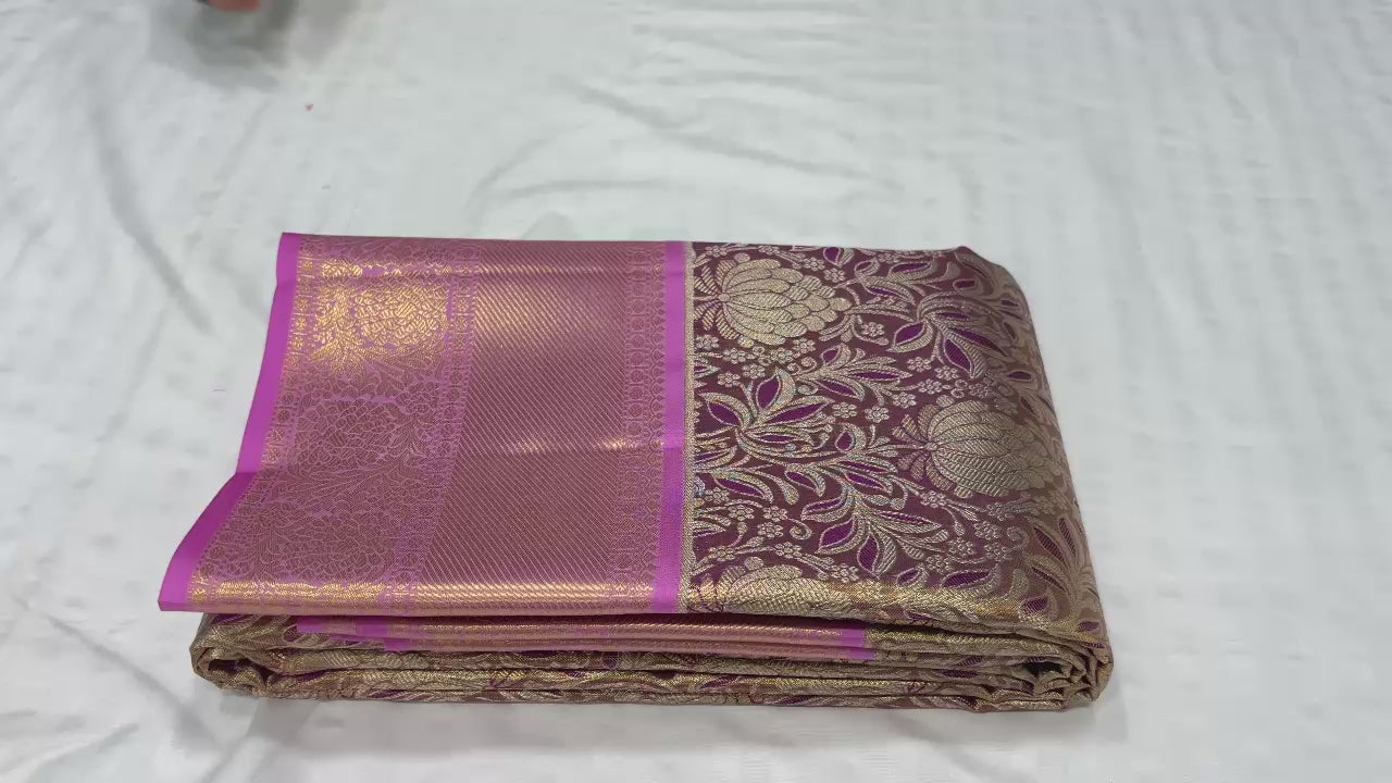 Classic Pastel Onion Pink Tissue Kuttu Bridal Elegance Kanchipuram Handloom Silk Saree SS25284
