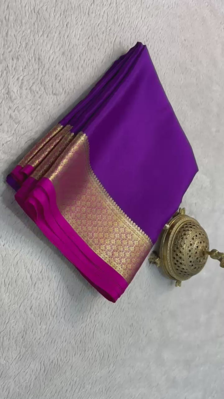 Classic Vadamalli Purple & Ruby Pink Elegance Mysore Silk Saree SS24645