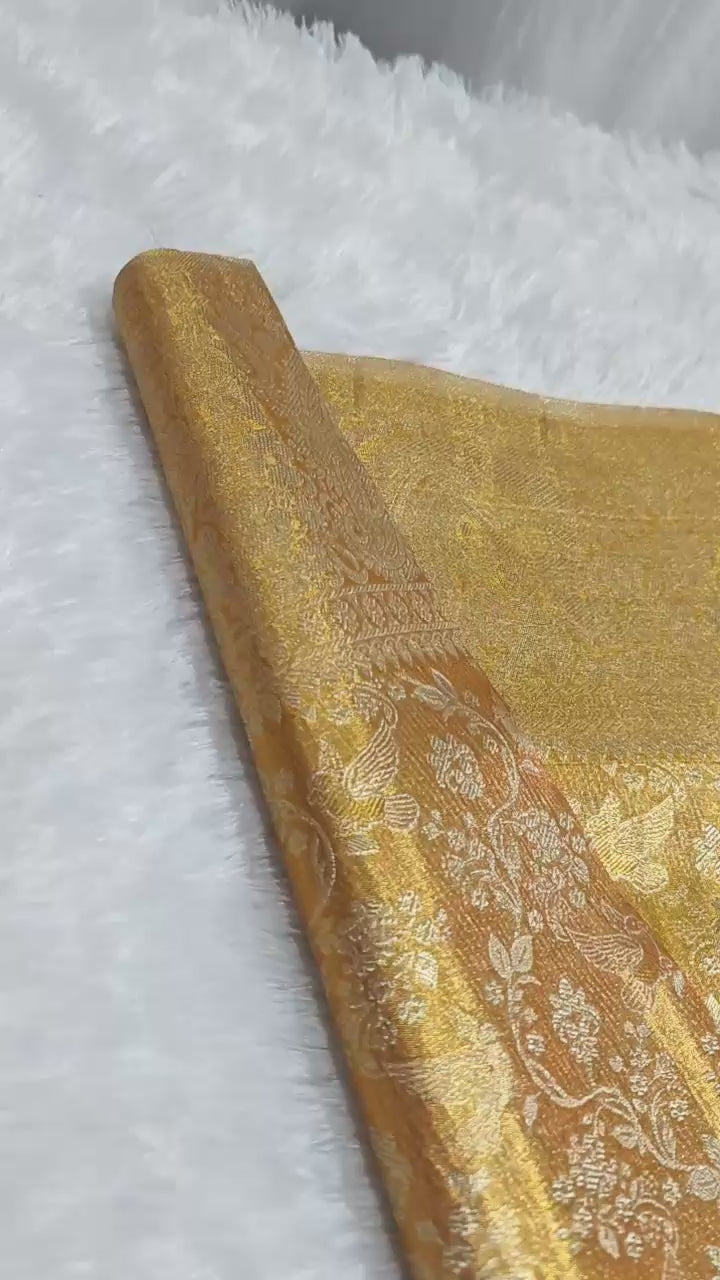 Classic Mustard Bridal Elegance Kanchipuram Handloom Silk Saree SS25288