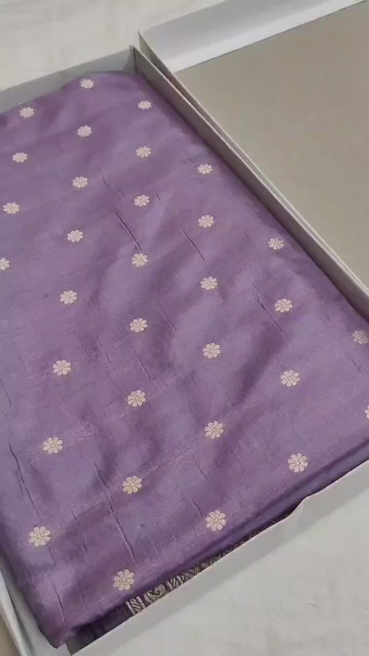 Lavender Bridal Elegance Banarasi Handloom Katan Silk Saree SS20506