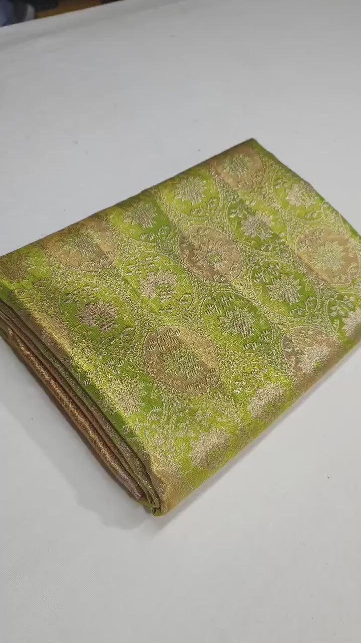 Classic Lime Green & Lilac Bridal Elegance Kanchipuram Handloom Silk Saree SS24597