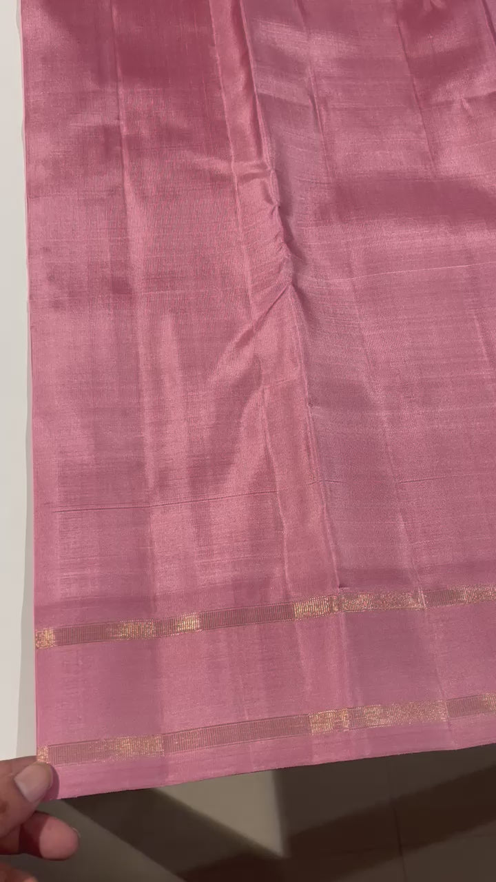 Classic Onion Pink 4gm Zari Korvai Elegance Kanchipuram Handloom Silk Saree SS23661