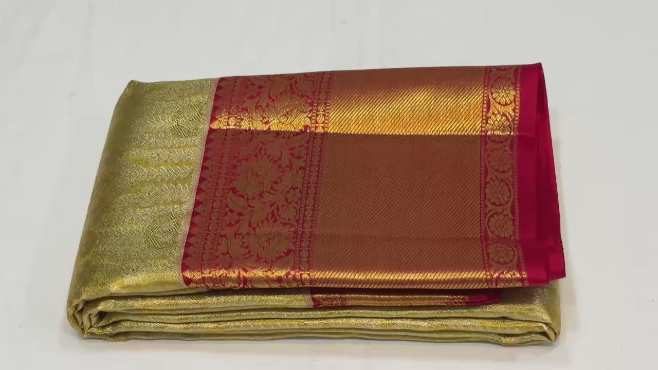 Classic Gold & Red Tissue Kuttu Bridal Elegance Kanchipuram Handloom Silk Saree SS25283