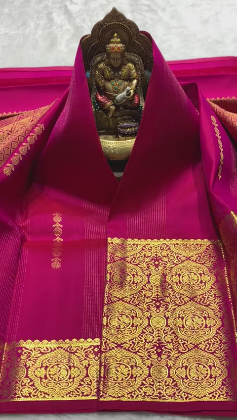 Classic Ruby Pink 2gm Zari Elegance Kanchipuram Handloom Silk Saree SS23557