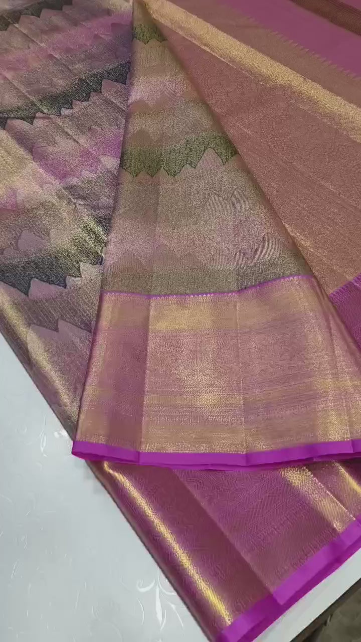 Classic Pastel Pink Antique 2gm Zari Bridal Elegance Kanchipuram Handloom Silk Saree SS24625