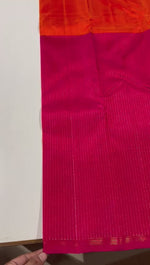 Load and play video in Gallery viewer, Classic Orange &amp; Ruby Pink Red 3gm Zari Elegance Kanchipuram Handloom Silk Saree SS27132
