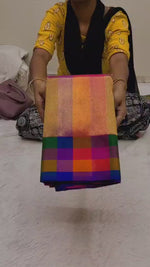 Load and play video in Gallery viewer, Classic Golden Yellow &amp; Deep Pink 2gm Zari Kanchipuram Handloom Silk Saree SS26367
