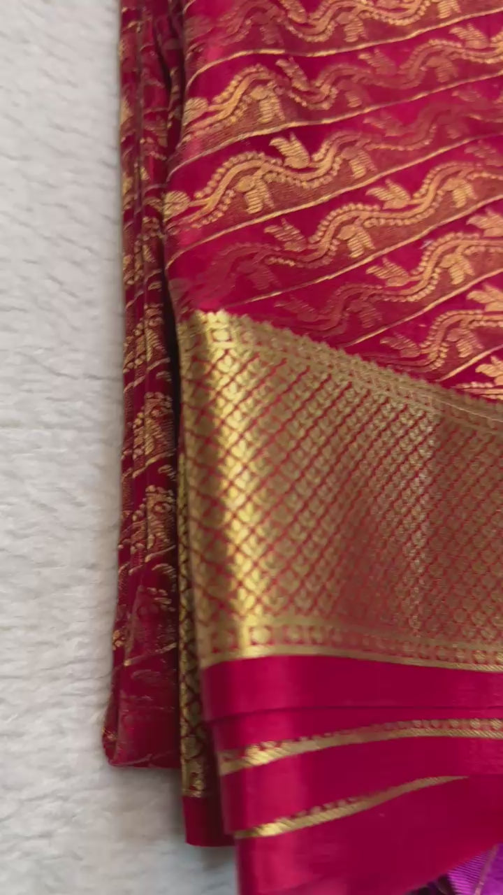 Classic Cherry Red Elegance Mysore Silk Saree SS24619