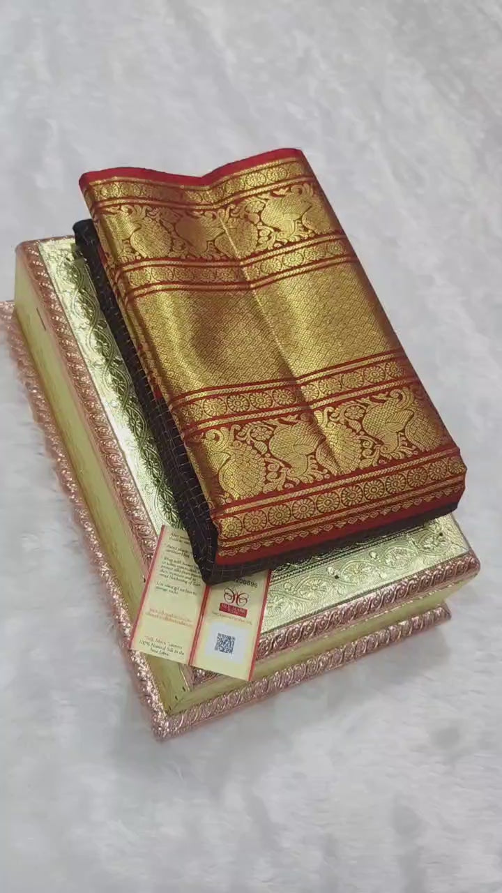 Classic Coffee Brown & Brick Red Kanchipuram Handloom Silk Saree SS26253