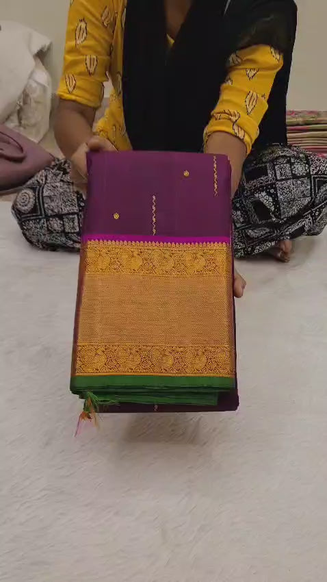 Classic Plum 2gm Zari Kanchipuram Handloom Silk Saree SS26361